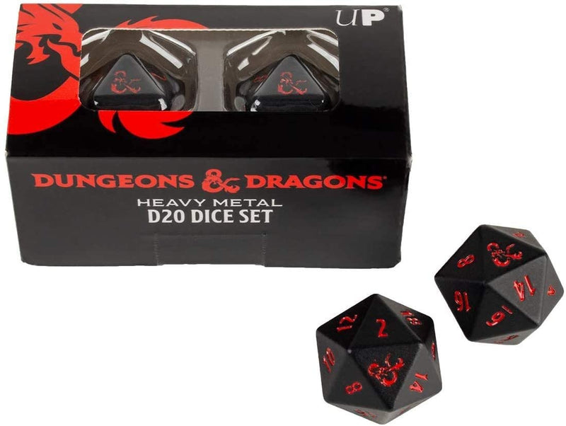DND Heavy Metal 2D20 Dice Set Black and Red