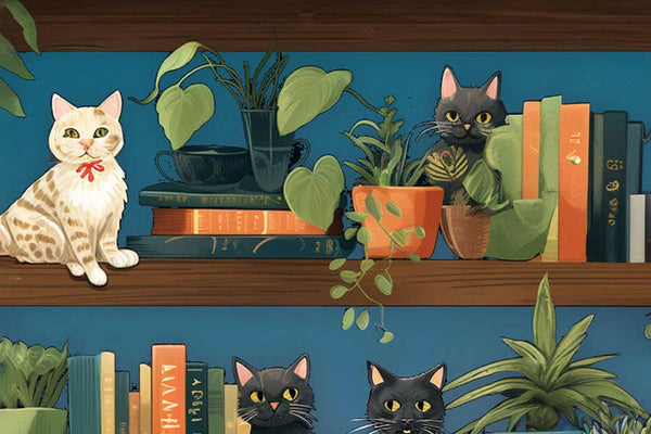 Micro Puzzles Cats on Bookshelves