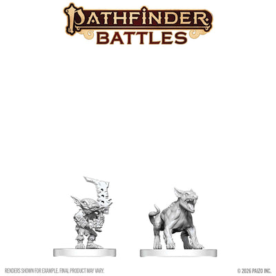 Pathfinder Deep Cuts Unpainted Miniatures W27 Goblin Commando and Goblin Dog