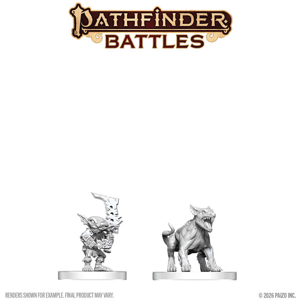 Pathfinder Deep Cuts Unpainted Miniatures W27 Goblin Commando and Goblin Dog