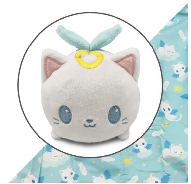Plushie Tote Bag Light Blue Angel Cats Tote Bag and White Angel Cat Plushie