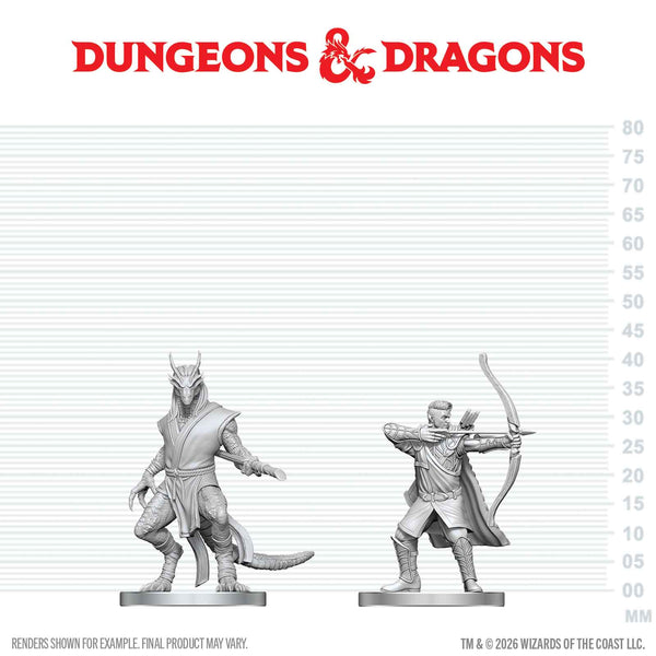 DND Nolzur's Marvelous Miniatures  W29 Elf Ranger and Dragonborn Monk
