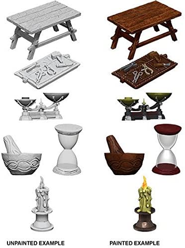 WizKids Deep Cuts Unpainted Miniatures W5 Workbench and Tools