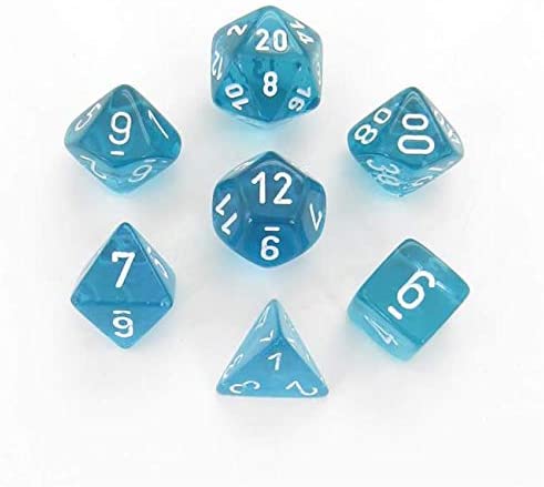 Polyhedral Dice Translucent Teal white
