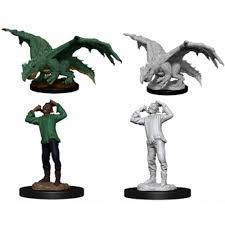 DND Nolzur's Marvelous Miniatures W11 Green Dragon Wyrmling and Afflicted Elf