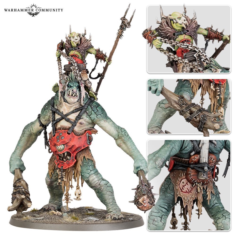 Warhammer Age of Sigmar Orruk Warclans Breaka Boss on Mirebrute Trogg