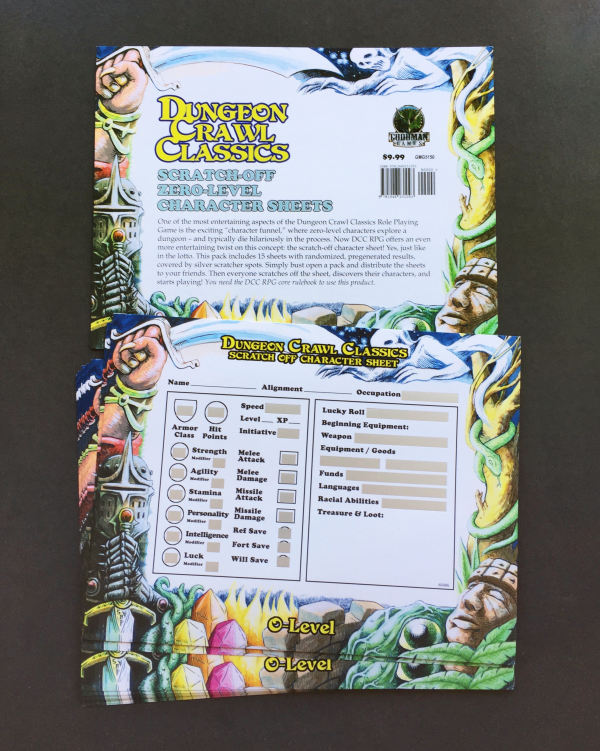 DCC Level Zero Scratch Off Character Sheets